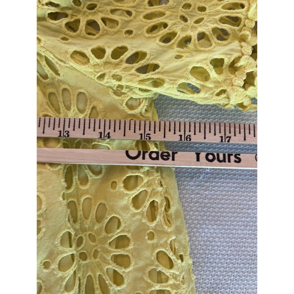 LILLY PULITZER Laurenne -off the shoulder -XS-Yellow-Pinwheel Eyelet-3/4 Sleeve - Picture 9 of 11